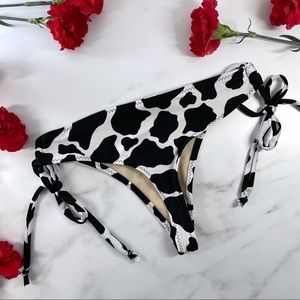 Cow print thong bikini bottom